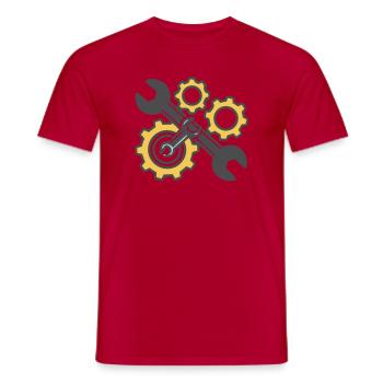 Schraubenschluessel Zahnraeder Grafik - Männer T-Shirt - Rot - Vorne - AI Model Male 178 dark (178cm)