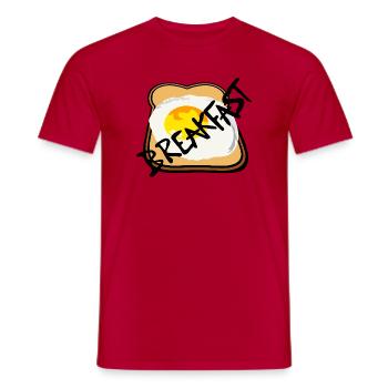 Toast mit Spiegelei Grafik - Männer T-Shirt - Rot - Vorne - AI Model Male 178 dark (178cm)