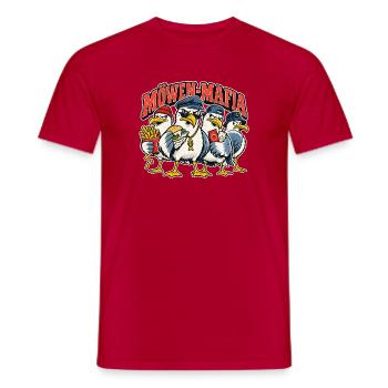 Möwen-Mafia – Norddeutsche Snack-Gang - Männer T-Shirt - Rot - Vorne - AI Model Male 178 dark (178cm)