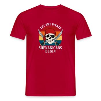Halloween Skull lässt Piraten Unfug beginnen - Männer T-Shirt - Rot - Vorne - AI Model Male 178 dark (178cm)