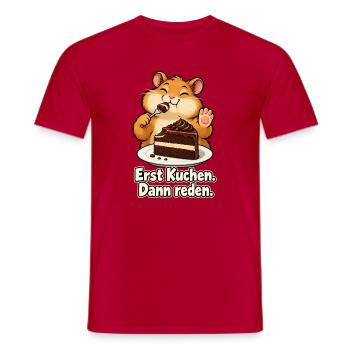 Kuchen statt Smalltalk - Männer T-Shirt - Rot - Vorne - AI Model Male 178 dark (178cm)