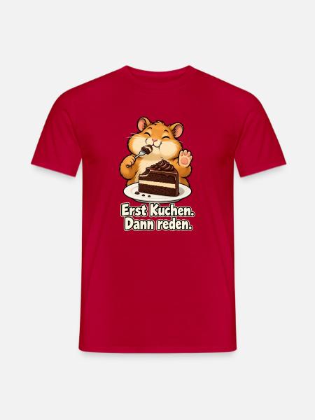 Kuchen statt Smalltalk - Männer T-Shirt - Rot