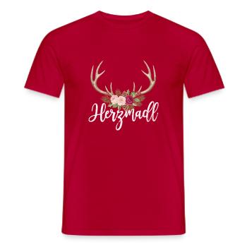 Herzmadl Hirsch Geweih Tracht Alpen Geschenk - Männer T-Shirt - Rot - Vorne - AI Model Male 178 dark (178cm)
