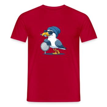 Coole Möwe mit Sonnenbrille und Fisch - Männer T-Shirt - Rot - Vorne - AI Model Male 178 dark (178cm)