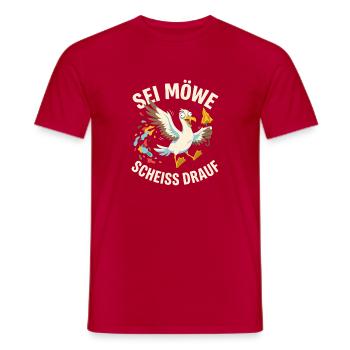 Sei Möwe Scheiss drauf Lustiger Spruch - Männer T-Shirt - Rot - Vorne - AI Model Male 178 dark (178cm)