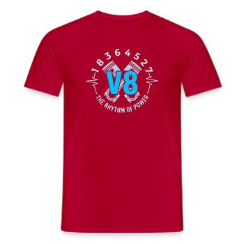 V8 Motor Herzschlag Kolben Zündfolge - Männer T-Shirt - Rot - Vorne - AI Model Male 178 dark (178cm)