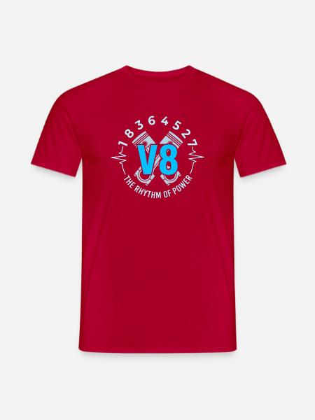 V8 Motor Herzschlag Kolben Zündfolge - Männer T-Shirt - Rot