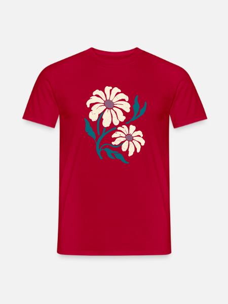 Retro-Gänseblümchenblüten - Männer T-Shirt - Rot