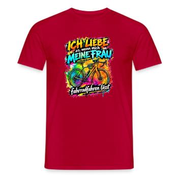 Ich liebe es, wenn meine Frau Fahrradfahren gravel - Männer T-Shirt - Rot - Vorne - AI Model Male 178 dark (178cm)