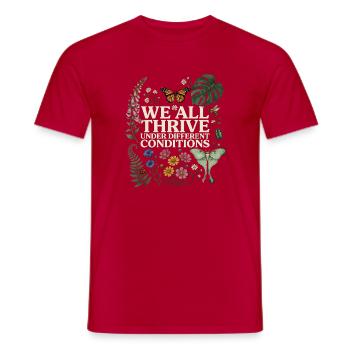 Wir alle gedeihen unter unterschiedlichen Bedingungen. Autismus - Männer T-Shirt - Rot - Vorne - AI Model Male 178 dark (178cm)