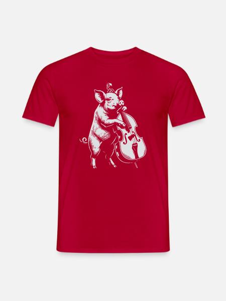 Swine spielt Kontrabass - Männer T-Shirt - Rot