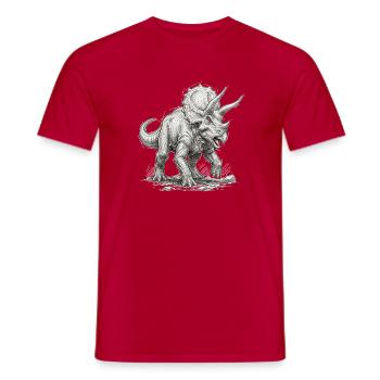 Triceratops Motiv Dinosaurier Urzeit Saurier - Männer T-Shirt - Rot - Vorne - AI Model Male 178 dark (178cm)