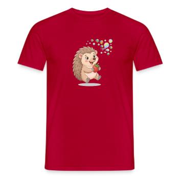 Igel mit Erdbeere und Blasen - Männer T-Shirt - Rot - Vorne - AI Model Male 178 dark (178cm)