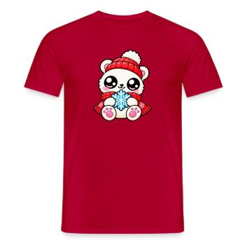 Winterpanda Rotherz-Schneeflocke - Männer T-Shirt - Rot - Vorne - AI Model Male 178 dark (178cm)