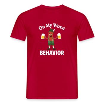 Über mein Würstenverhalten Bayerisch - Männer T-Shirt - Rot - Vorne - AI Model Male 178 dark (178cm)