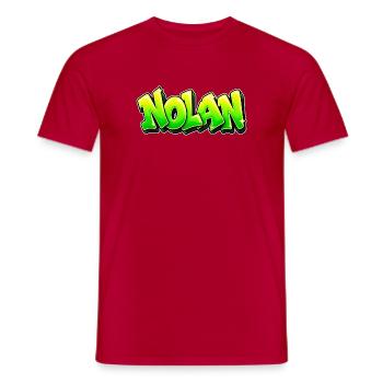NOLAN in Graffiti: der Name, der alles auseinanderreißt! - Männer T-Shirt - Rot - Vorne - AI Model Male 178 dark (178cm)