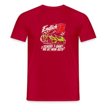 18. Geburtstag Wo Ist Mein Auto Sportwagen Lustig - Männer T-Shirt - Rot - Vorne - AI Model Male 178 dark (178cm)