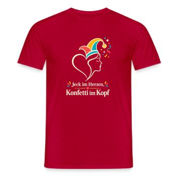 Jeck Karneval Fasching Konfetti im Kopf - Männer T-Shirt - Rot - Vorne - AI Model Male 178 dark (178cm)