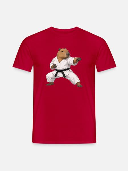 Capybara macht Karate  - Männer T-Shirt - Rot