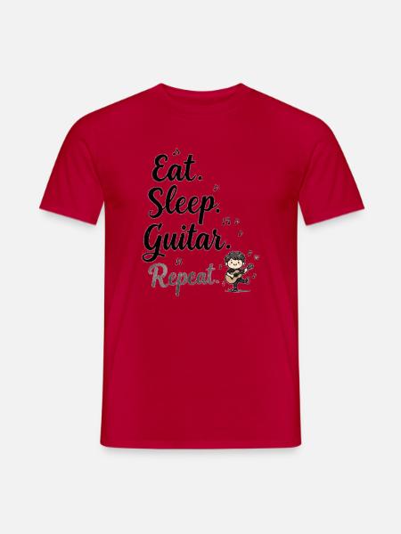 Eat Sleep Guitar Repeat – Musiker Spruch - Männer T-Shirt - Rot