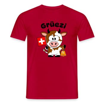 Gruezi Schweizer Kuh  - Männer T-Shirt - Rot - Vorne - AI Model Male 178 dark (178cm)