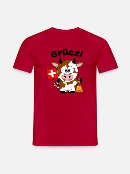 Gruezi Schweizer Kuh - Männer T-Shirt - Rot