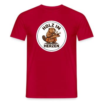 Holz Im Herzen Tischler Opa Biber Shirt - Männer T-Shirt - Rot - Vorne - AI Model Male 178 dark (178cm)