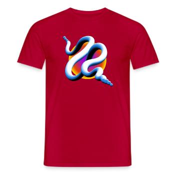 Abstrakte 3D Welle - Fluid Art - Männer T-Shirt - Rot - Vorne - AI Model Male 178 dark (178cm)