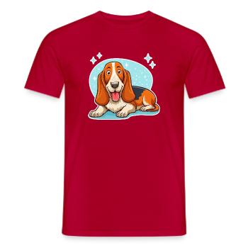 Basset Hound (hellblaue Sterne) - Männer T-Shirt - Rot - Vorne - AI Model Male 178 dark (178cm)
