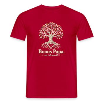 Bonus Papa Geschenk Stiefvater Patchwork Papa - Männer T-Shirt - Rot - Vorne - AI Model Male 178 dark (178cm)