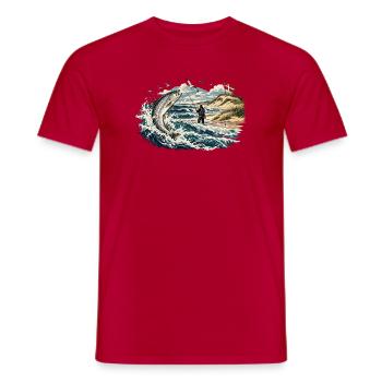 Nordseehecht Sprung am Küstenstrand - Männer T-Shirt - Rot - Vorne - AI Model Male 178 dark (178cm)