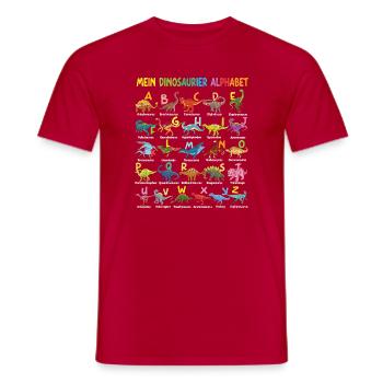 Dinosaurier Alphabet ABC Kinder Lernen Dino Motiv - Männer T-Shirt - Rot - Vorne - AI Model Male 178 dark (178cm)