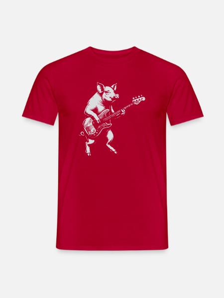 Pig Bassist: Retro Rock - Männer T-Shirt - Rot