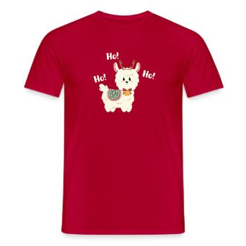 Weihnachtslama mit Glocke - Männer T-Shirt - Rot - Vorne - AI Model Male 178 dark (178cm)