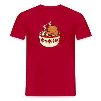 Kuschel-Bär im Kakao-Becher - Männer T-Shirt - Rot - Vorne - AI Model Male 178 dark (178cm)