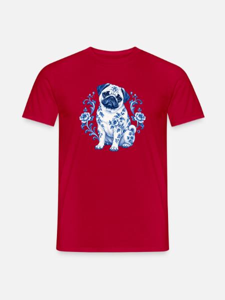 Mops Hund süßer Mops niedlicher Mops - Männer T-Shirt - Rot