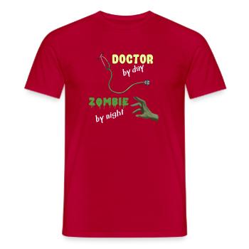 Doctor by day Zombie by night - Stethoskop - Männer T-Shirt - Rot - Vorne - AI Model Male 178 dark (178cm)