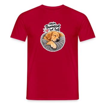 Mein Therapeut hat Fell - Männer T-Shirt - Rot - Vorne - AI Model Male 178 dark (178cm)