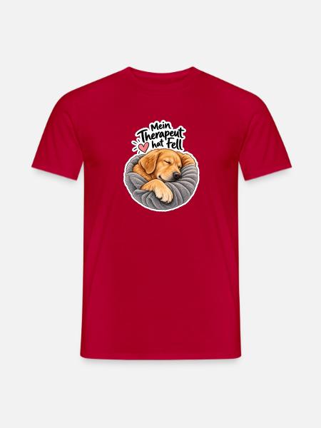 Mein Therapeut hat Fell - Männer T-Shirt - Rot