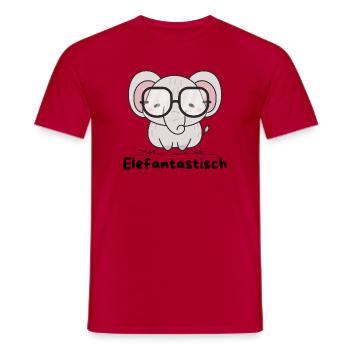 Elefantastisch – Süßer Elefant mit Brille - Männer T-Shirt - Rot - Vorne - AI Model Male 178 dark (178cm)