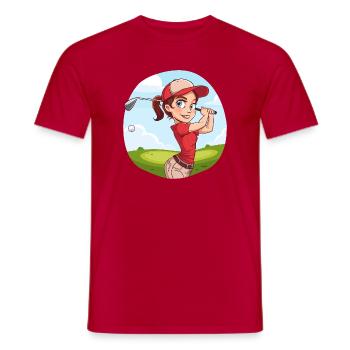 Golferin Cartoon - Männer T-Shirt - Rot - Vorne - AI Model Male 178 dark (178cm)