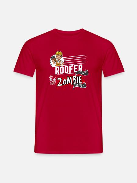 Roofer by day Zombie by night - Dachdecker - Männer T-Shirt - Rot