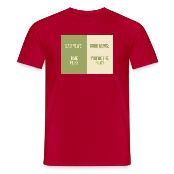 Bad News Good News – Time Flies - Männer T-Shirt - Rot - Vorne - AI Model Male 178 dark (178cm)