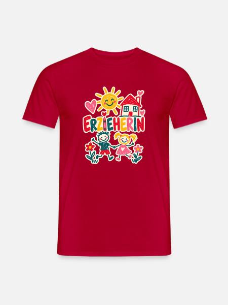 Erzieherin Kinderzeichnung - Männer T-Shirt - Rot