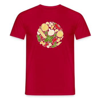 Italienische Zutaten Pasta Knoblauch Chili Emblem - Männer T-Shirt - Rot - Vorne - AI Model Male 178 dark (178cm)