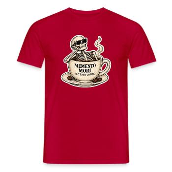 Memento Mori Kaffeeskelett - Männer T-Shirt - Rot - Vorne - AI Model Male 178 dark (178cm)