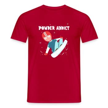 Powder Addict - Lustiger Snowboarder Retro Cartoon - Männer T-Shirt - Rot - Vorne - AI Model Male 178 dark (178cm)
