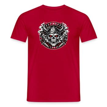 Vikingenschädel Feuerkreis - Männer T-Shirt - Rot - Vorne - AI Model Male 178 dark (178cm)
