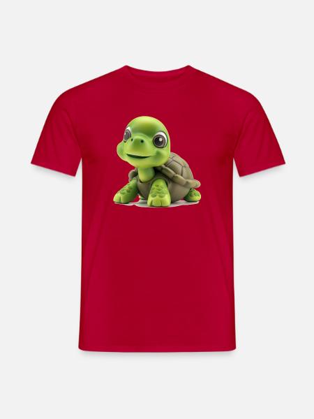 Fröhliche Grüne Schildkröte - Männer T-Shirt - Rot