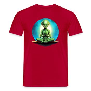 Aliens Yoga / Yogi Alien - Männer T-Shirt - Rot - Vorne - AI Model Male 178 dark (178cm)